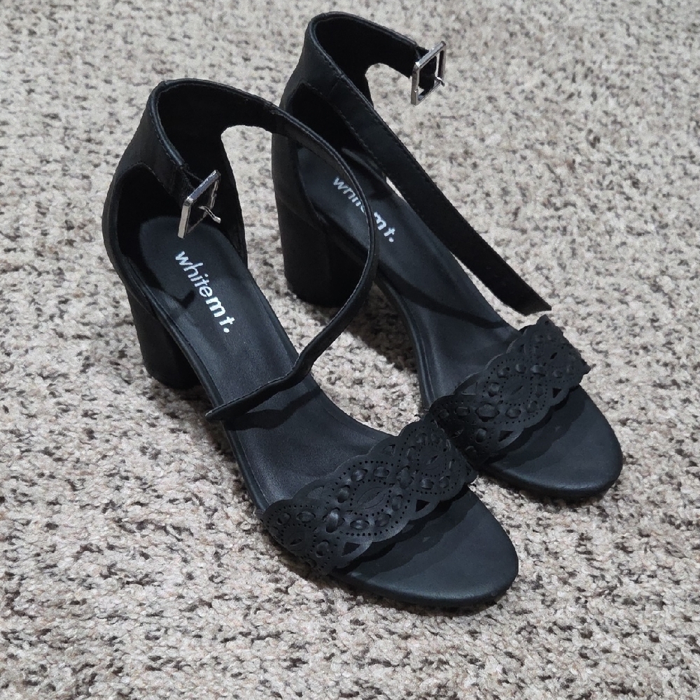 WHIT Elegant Black Heels with Ankle Strap